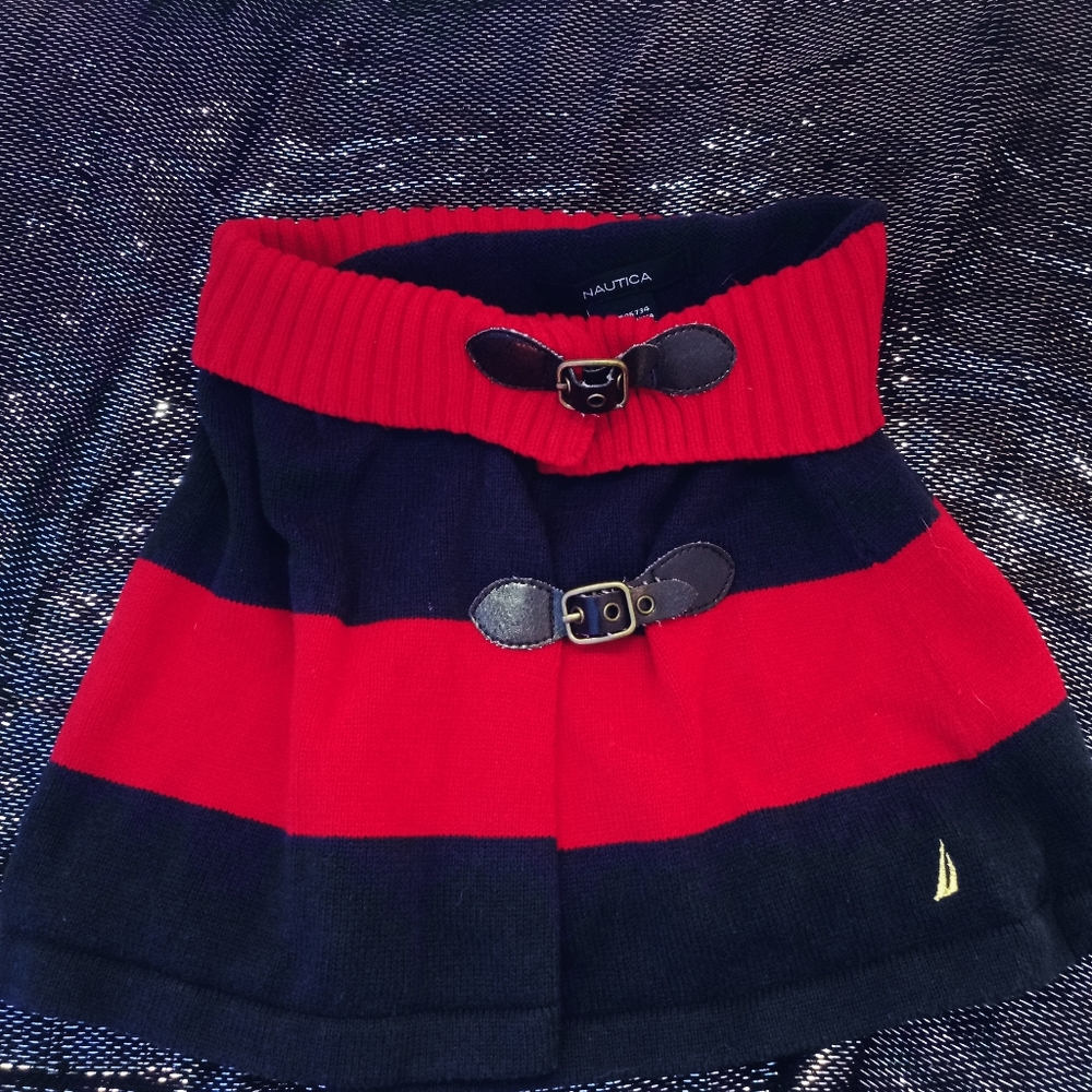 Nautica Red & Blue Striped Shawl Toddlers 2T
